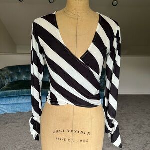 NWT Topshop black & white stripe wrap top
